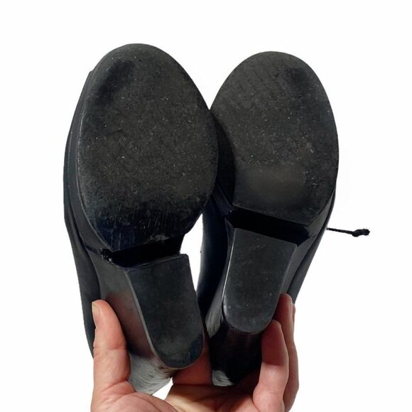 YVES Saint Laurent - Black Leather Hortense 105 Lace-Up Wedges - Picture 6 of 10